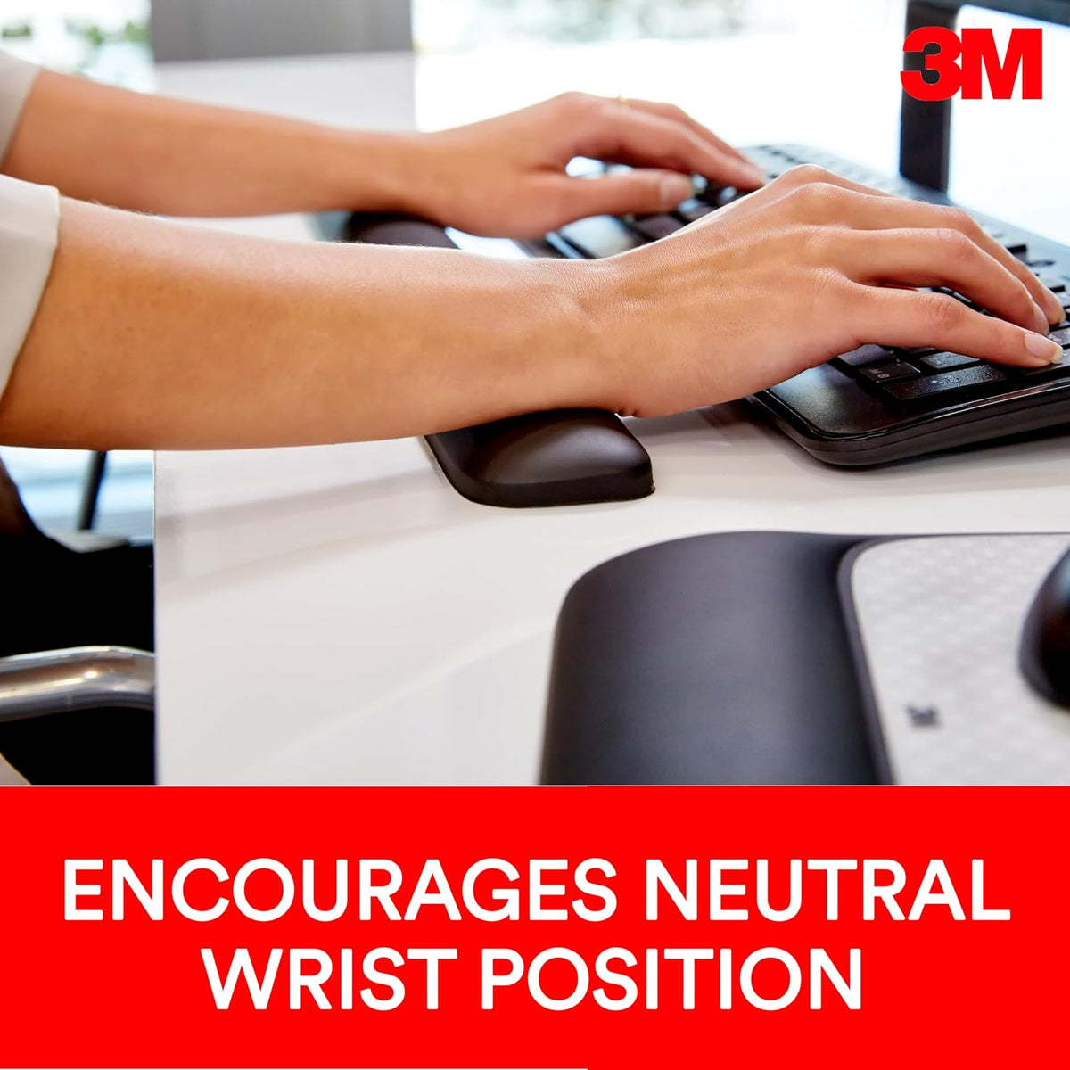 3M Gel Wrist Rest for Keyboards, Soothing 3M Gel Technology and Satin Smooth Cover for All Day Comfort and Support, 19", Black (WR85B)