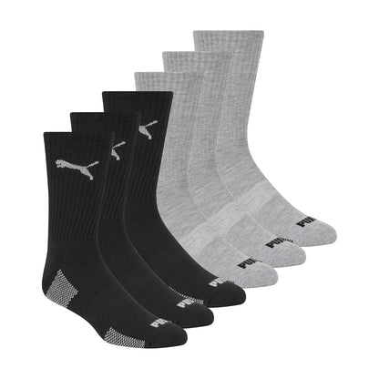 PUMA Calcetines Crew para Hombre (Paquete de 6) - 10-13 - negro, gris, (Black - Grey Combo)