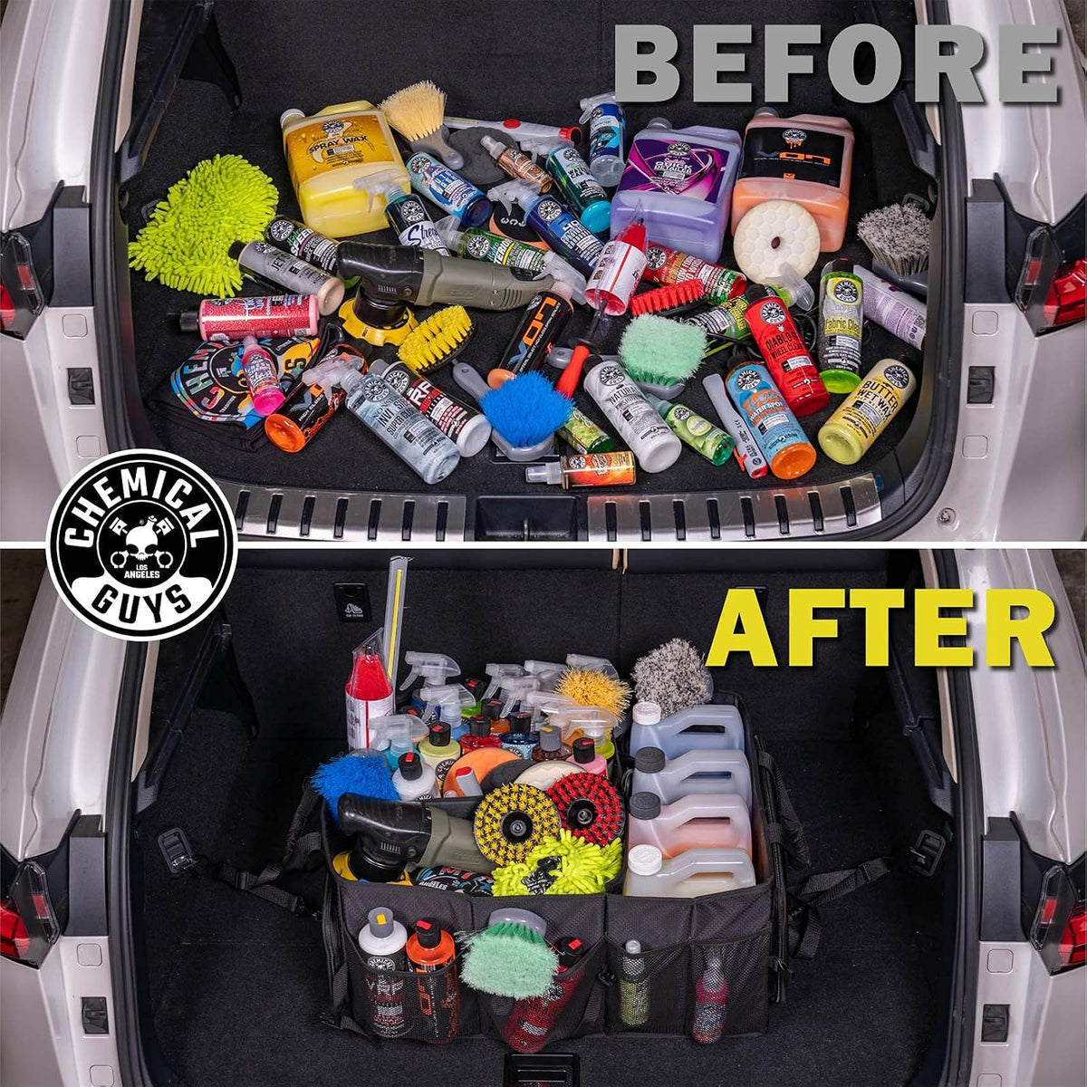Chemical Guys ACC622 Organizador de Maletero Ride Along para Espacios Grandes 25x18x11.5 Pulgadas, Negro