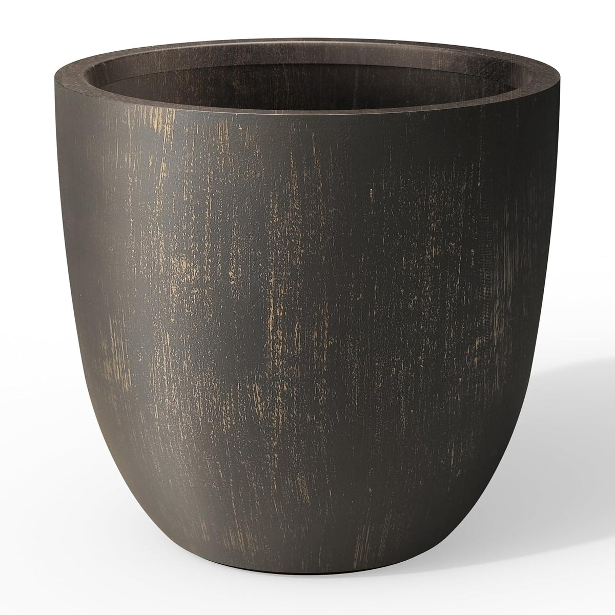 Kante Maceta Redonda de Hormigón para Interior y Exterior - 14"W - Oil Rubbed Bronze