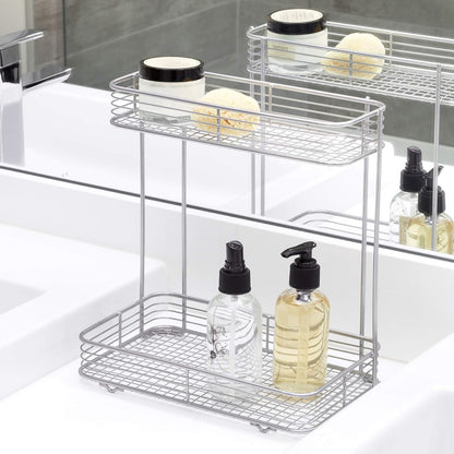 InterDesign Vienna 2-Tier Rectangular Shelf for Cosmetics and Toiletry Storage, Bathroom, Countertop, Desk, and Vanity