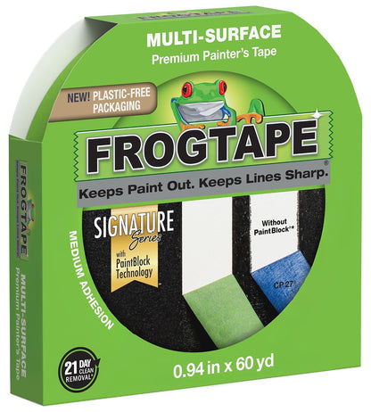FrogTape Cinta Adhesiva Multi-Superficie para Pintar Verde - 1 Roll, 0.94" x 60 Yds