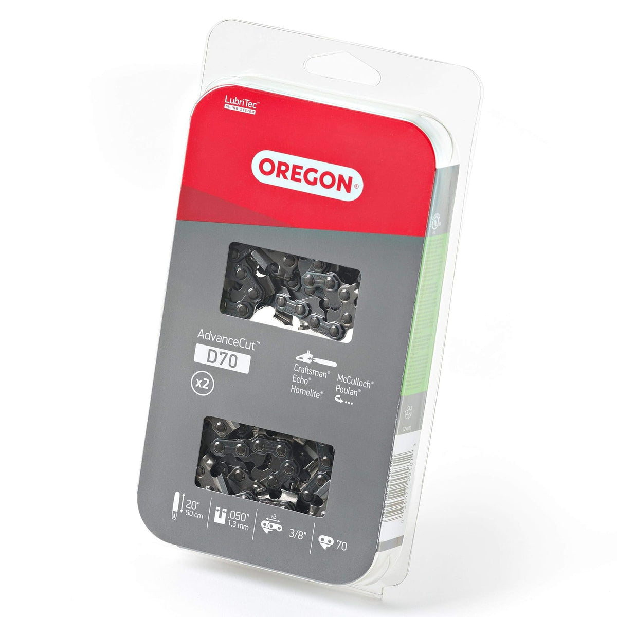 Oregon D70T AdvanceCut Cadena de motosierra para barra de 20 pulgadas; se adapta a Echo CS600P, CS-680, CS-550EVL, Poulan 3400, Homelite XL 12 y Super XLAO y más; 70 eslabones de accionamiento