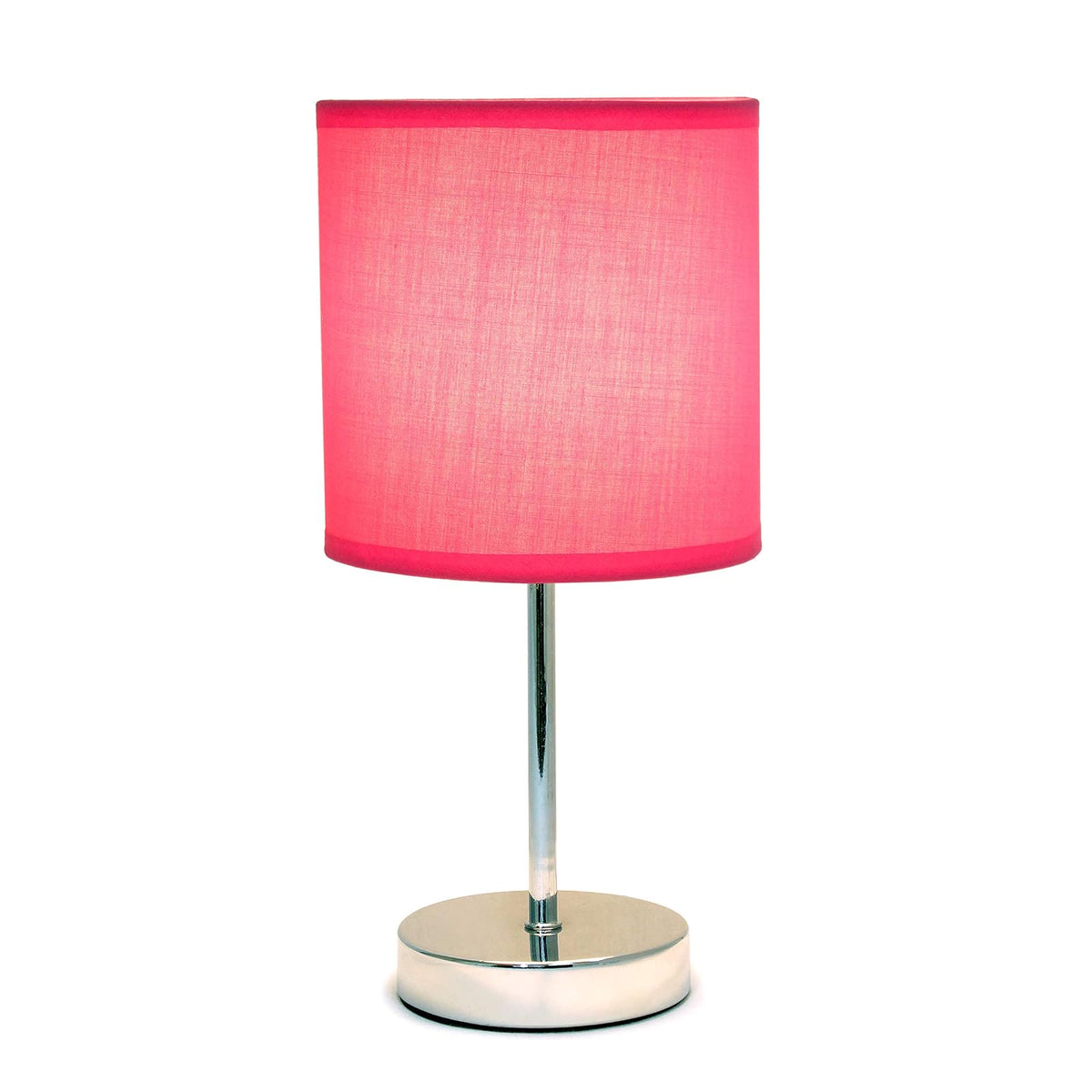 Simple Designs LT2007-HPK Mini lámpara de mesa básica cromada con visualización de tela, rosa intenso