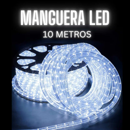 Luces LED para Exterior, 10M, 200 LEDs, 8 Modos de Iluminación, Manguera Transparente IP67 Impermeable, Decoración Navideña (Blanco Frío)