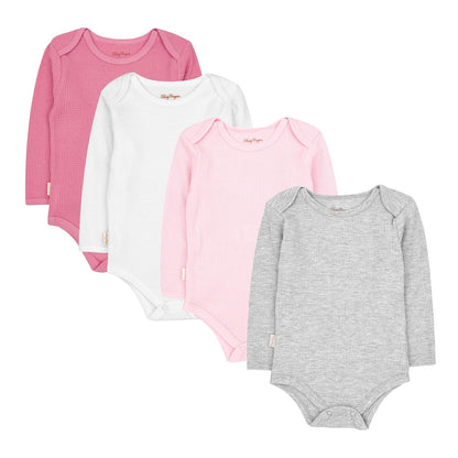 Baby Creysi Pañalero Térmico Manga Larga Bebé, Paquete de 4, Algodón - 3 Meses - Rosa