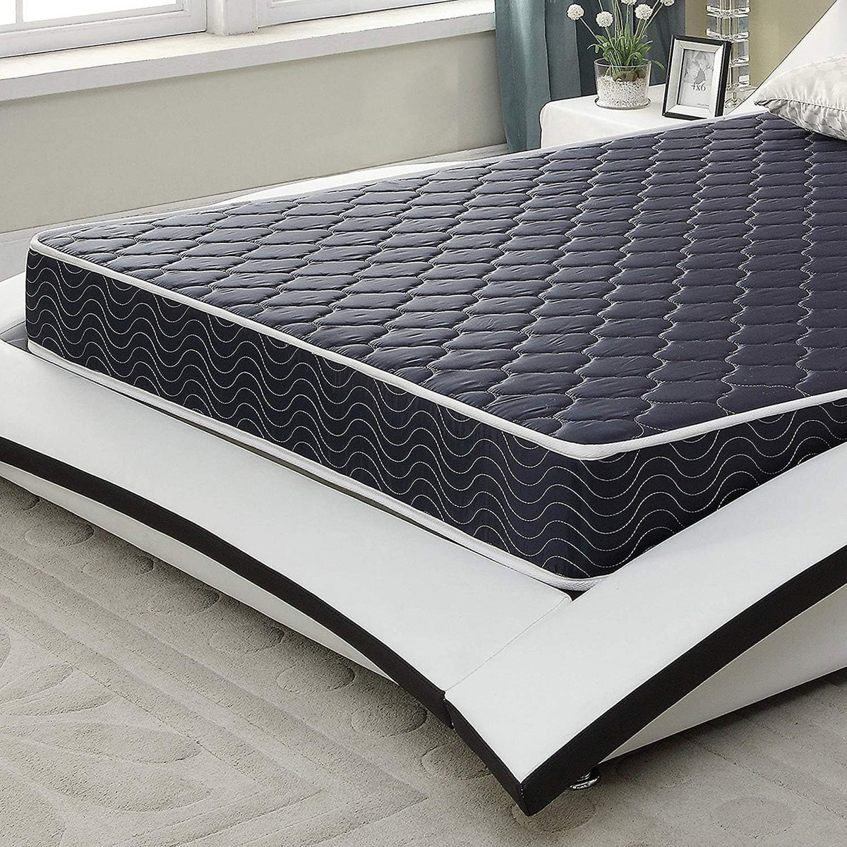 AC Pacific Colchón de Espuma de Alta Densidad Resistente al Agua de 6 Pulgadas, Fabricado en Estados Unidos con Elegante Tela Transpirable Acolchada con Diamantes, distribuye el Peso uniformemente,