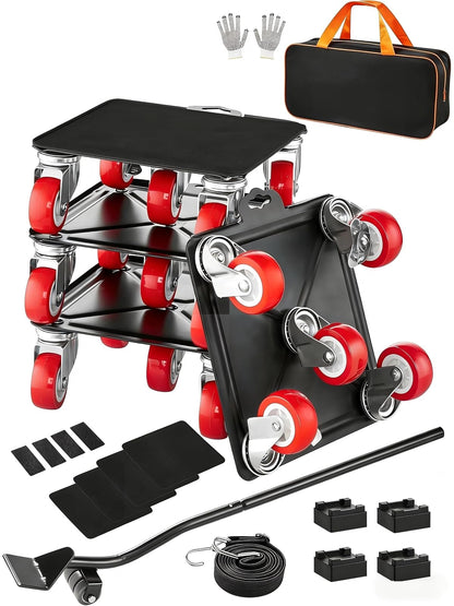 VEVOR 4 PCS Plataforma Rodante para Muebles 175 x 160 x 70 mm Carga de 1575 kg, Transportador de Muebles Resistente con 5 Ruedas Giratorias de 360° y Panel de Acero al Carbono para Mover Muebles