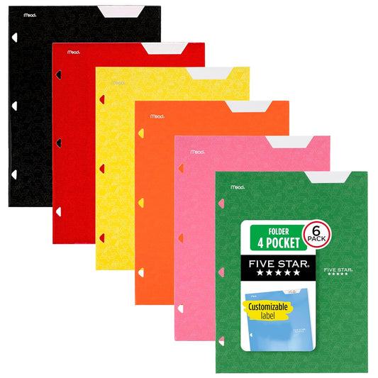 Five Star - Carpeta de 4 bolsillos, Trend, Paquete de 6