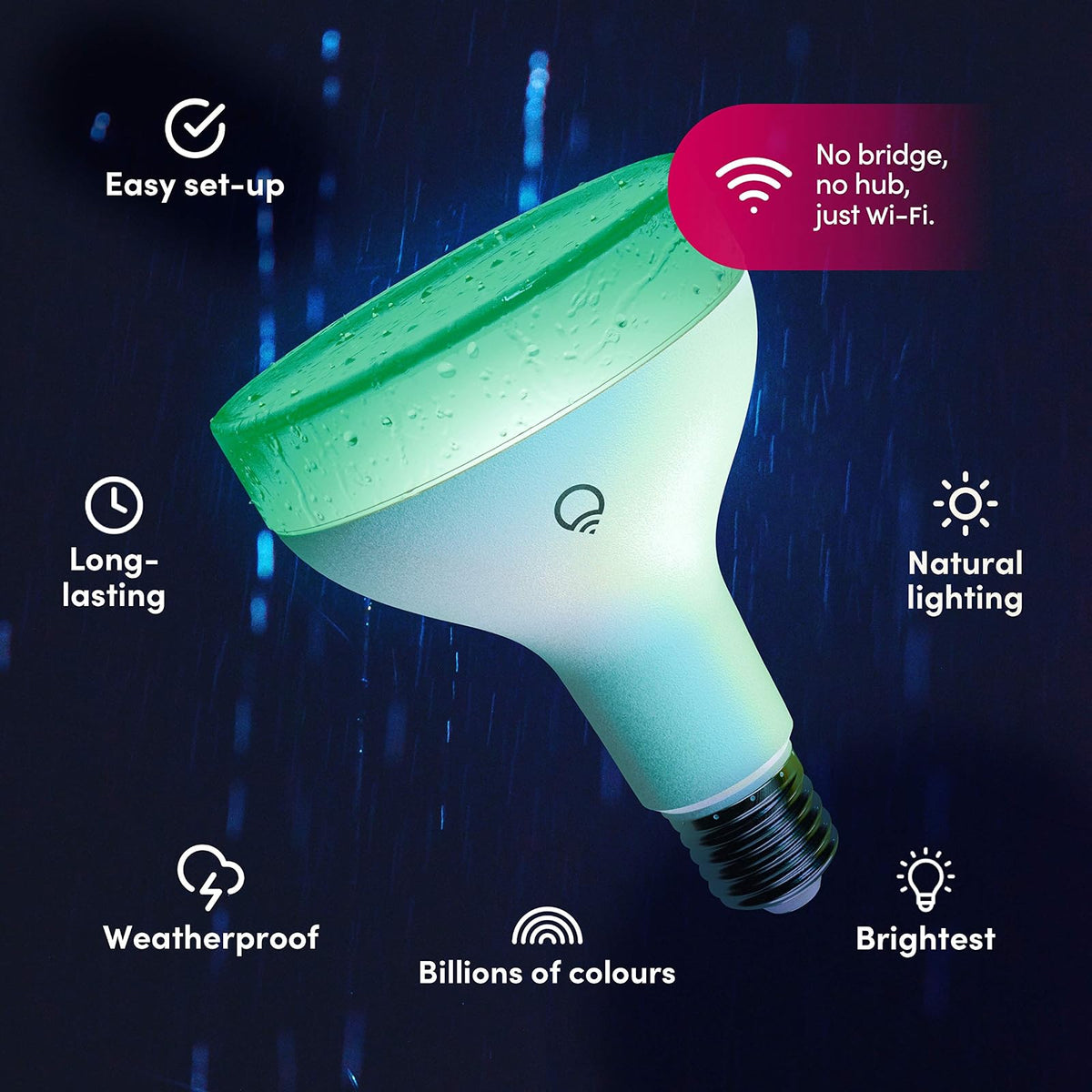LIFX Color, BR30 1100 lúmenes, bombilla LED inteligente Wi-Fi, miles de millones de colores y blancos, no requiere puente, funciona con Alexa, Hey Google, HomeKit y Siri (2 unidades).
