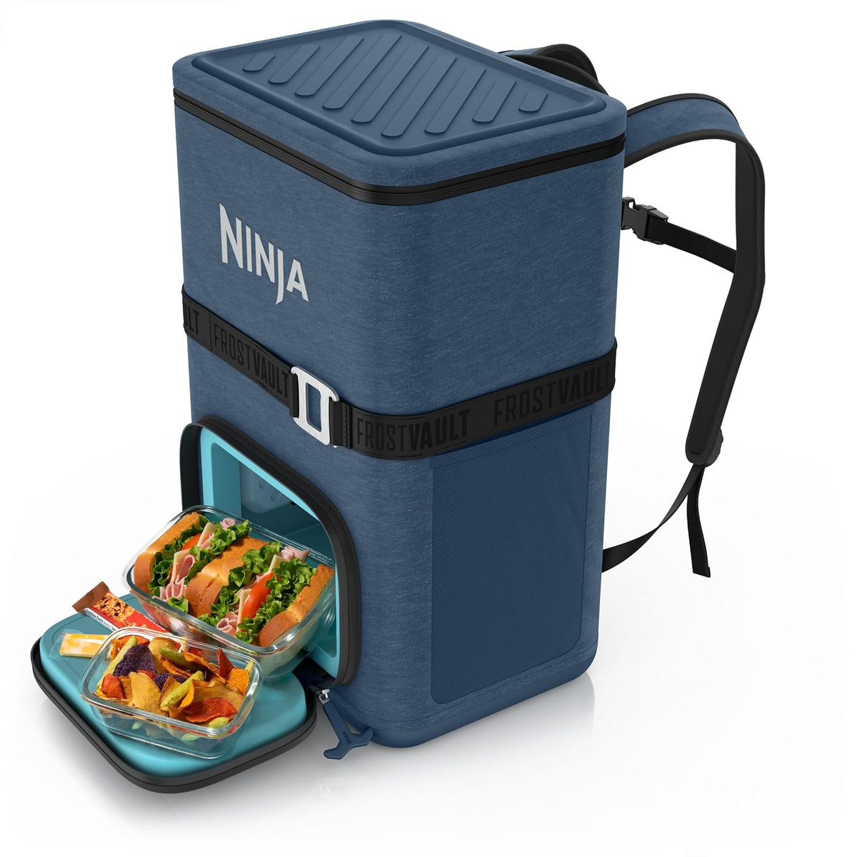 Ninja FrostVault Go - Enfriador Suave para latas de 24/36, a Prueba de Fugas, Soporte Integrado para Tazas, 2 Paquetes de Hielo y cajón de Almacenamiento en seco, Aislamiento de poliéster, Senderismo