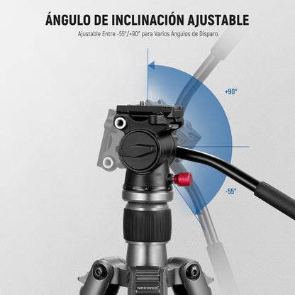 NEEWER Cabezal de Trípode Fluido con Mango y Liberación Rápida Tipo Arca, Cabezal Panorámico de Arrastre con Base Escalada de ø43mm para Cámara DSLR de Videocámara Compacta, Carga Máxima: 6,6lb, GM23