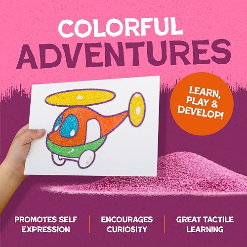 Hygloss - Arena de colores para manualidades, 6 bolsas de colores surtidos, 1 libra vibrante y colorido, kit de arte de arena para niños, actividades de aula para niños de 3, 4, 5, 6, 7, 8, 9, 10, 11