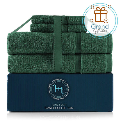 Hearth & Harbor - Toallas de Lujo 100% algodón Hilado en Anillo, Ultra Suaves y Altamente absorbentes, Toallas de baño, tapete de Piso, Color Verde Cazador