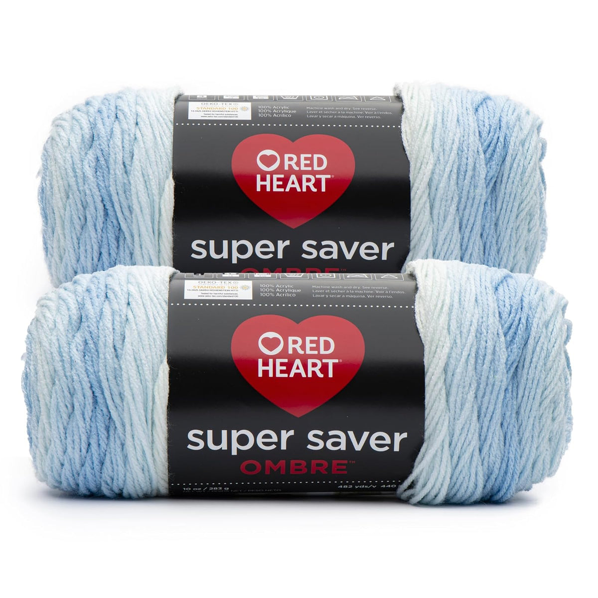 Red Heart Super Saver Jumbo - 2 paquetes de 10 oz/283 g - 100% acrílico - #4 Worsted (mediano) - 482 yardas - Tejer/Crochet