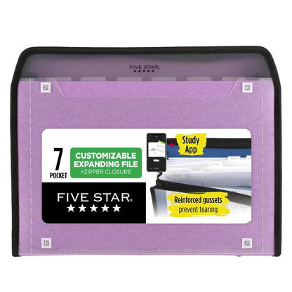 Five Star 72707 Carpeta archivadora expansible de 7 bolsillos personalizables, verde, 34.92 cm x 27.35 cm (13.75 x 10.75 cm)