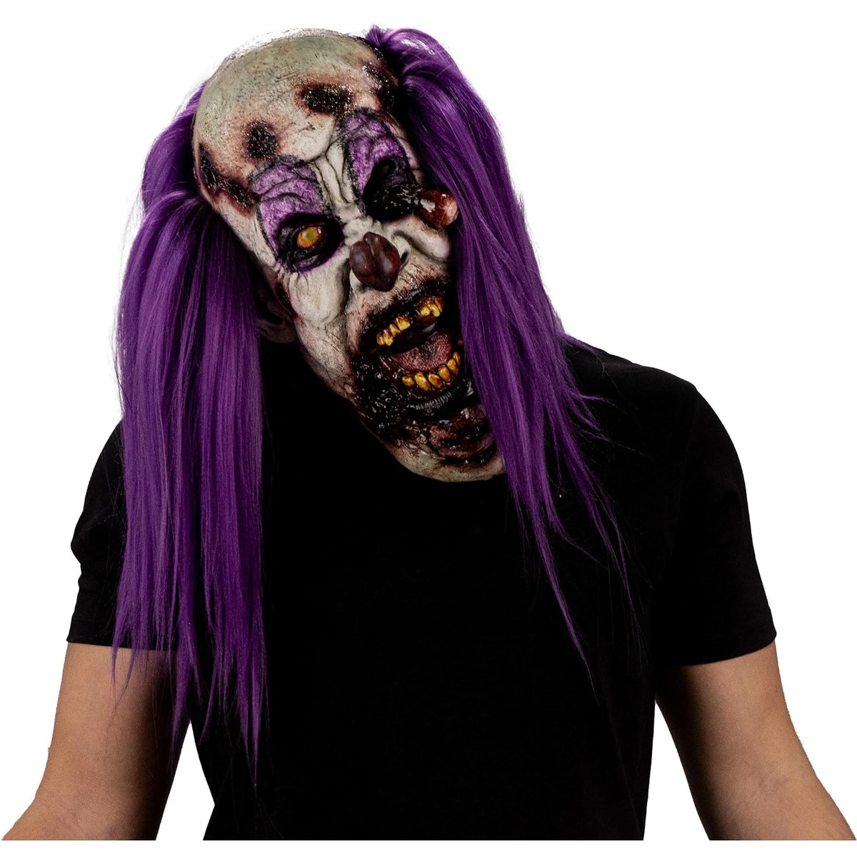 Ghoulish Productions Máscara De Látex Charly Gluttonous Zombie, Accesorio Látex Cosplay Payaso Glotón, Disfraz Aterrador para Halloween y Fiestas Temáticas, Cosplay Bufón Creepy, Diseño Artesanal