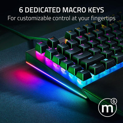Razer Teclado mecánico V4 para Juegos: interruptores Verdes táctiles y Clic, Chroma RGB - 6 macros programables - Reposamuñecas magnético