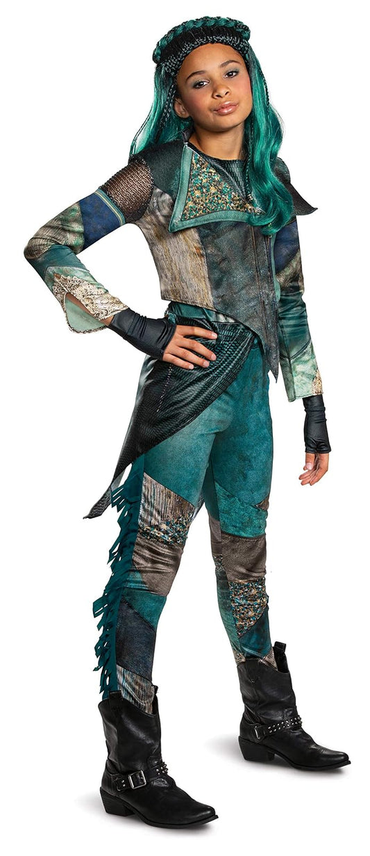 Disguise Disney UMA Descendants 3 Disfraz de Lujo para niña, Color Verde Azulado, L (10-12)