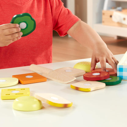 Melissa & Doug Juego para Hacer Sándwiches, Comida de Juguete, Juguete de Madera, Juego de Imitación (16 Piezas)