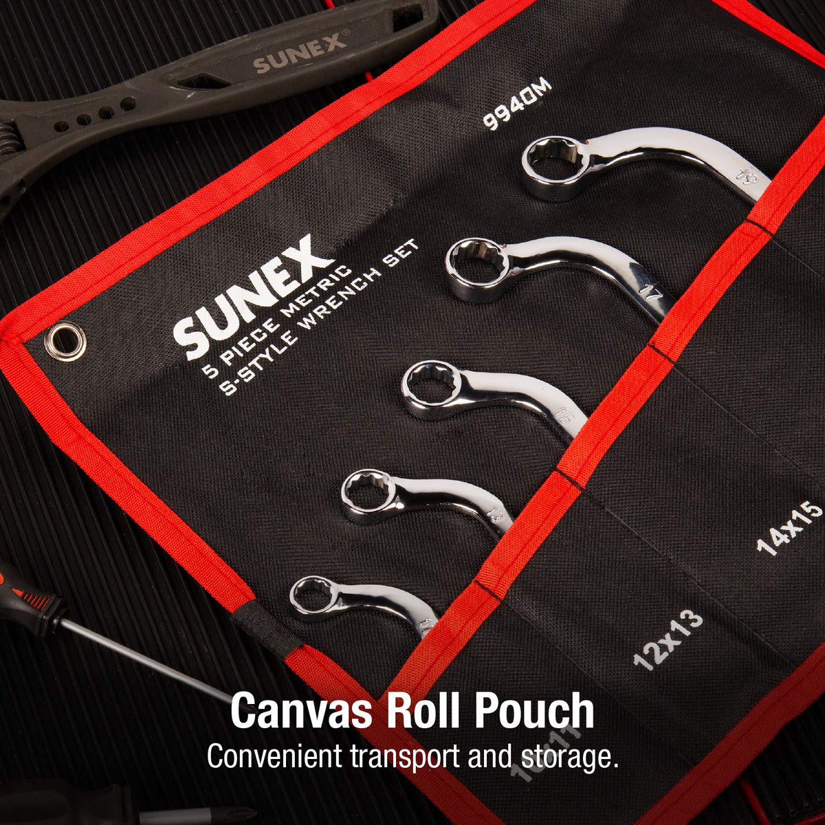 SUNEX TOOLS 9940M Juego de llaves métricas estilo S, totalmente pulidas, 10 x 11 mm - 18 x 19 mm, 5 piezas