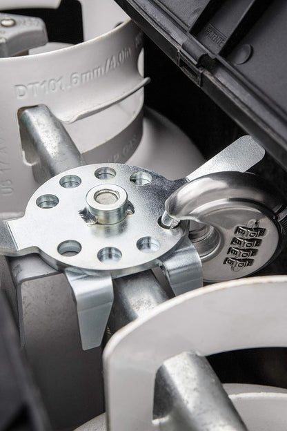 Camco Double Propane Tank Locking Device | Safely Secures (2) Propane Tanks to Your RV for Theft Prevention | Works with Conventional and Airstream Setups (40590)