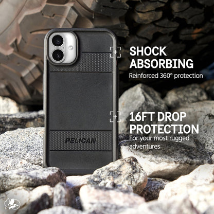 Pelican Protector - Funda magnética para iPhone 16, Compatible con MagSafe, Protección contra caídas de Grado MIL de 16 pies - Negro