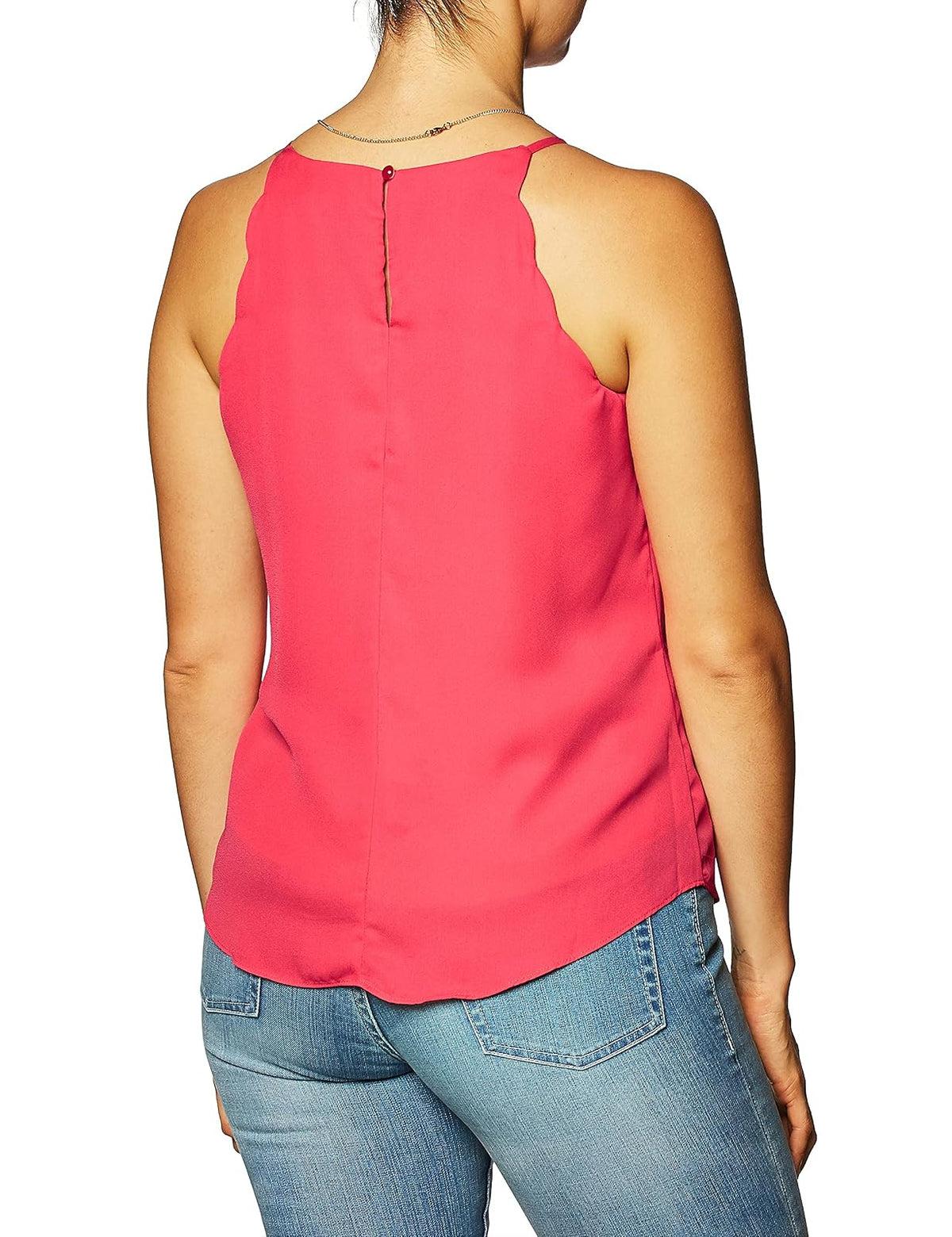 A. Byer Camiseta de Tirantes Tejida con Borde Festoneado para Mujer