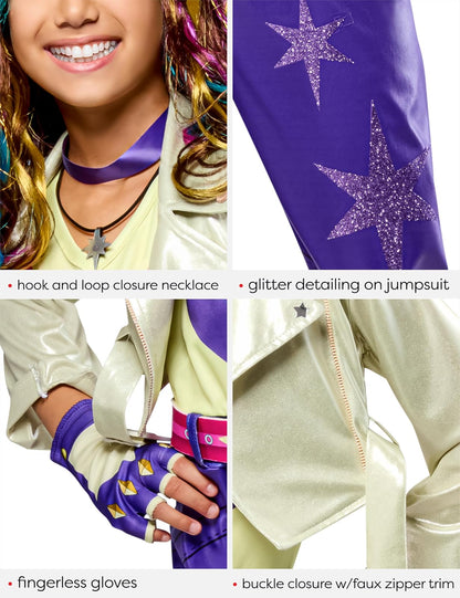 Rubies Disfraz de Sophia Mendoza Unicorn Academy Talla L | Para niños, overol sin mangas con fundas para botas, cinturón, guantes sin dedos, collar