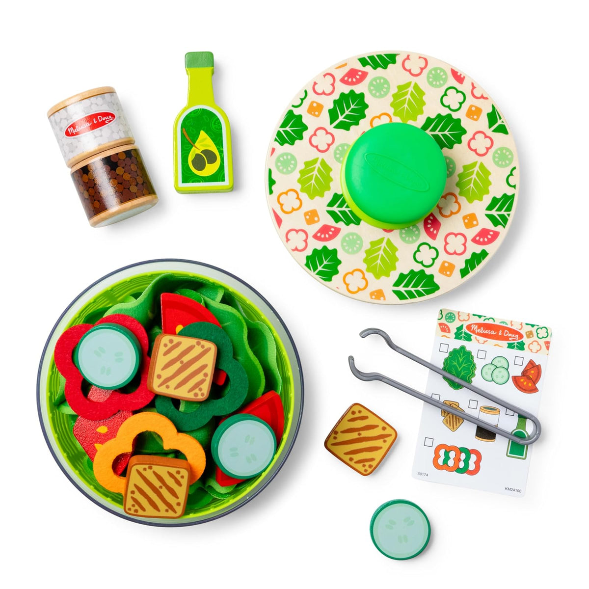 Melissa & Doug Centrifugador de Ensalada, Kit de Juguetes, Juego de Roles, Comida de Juguete para Niños y Niñas de Edad 3+