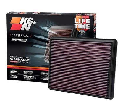 K&N Filtro de Aire de Alto Rendimiento 33-2129 con Kit de Recarga, Rojo