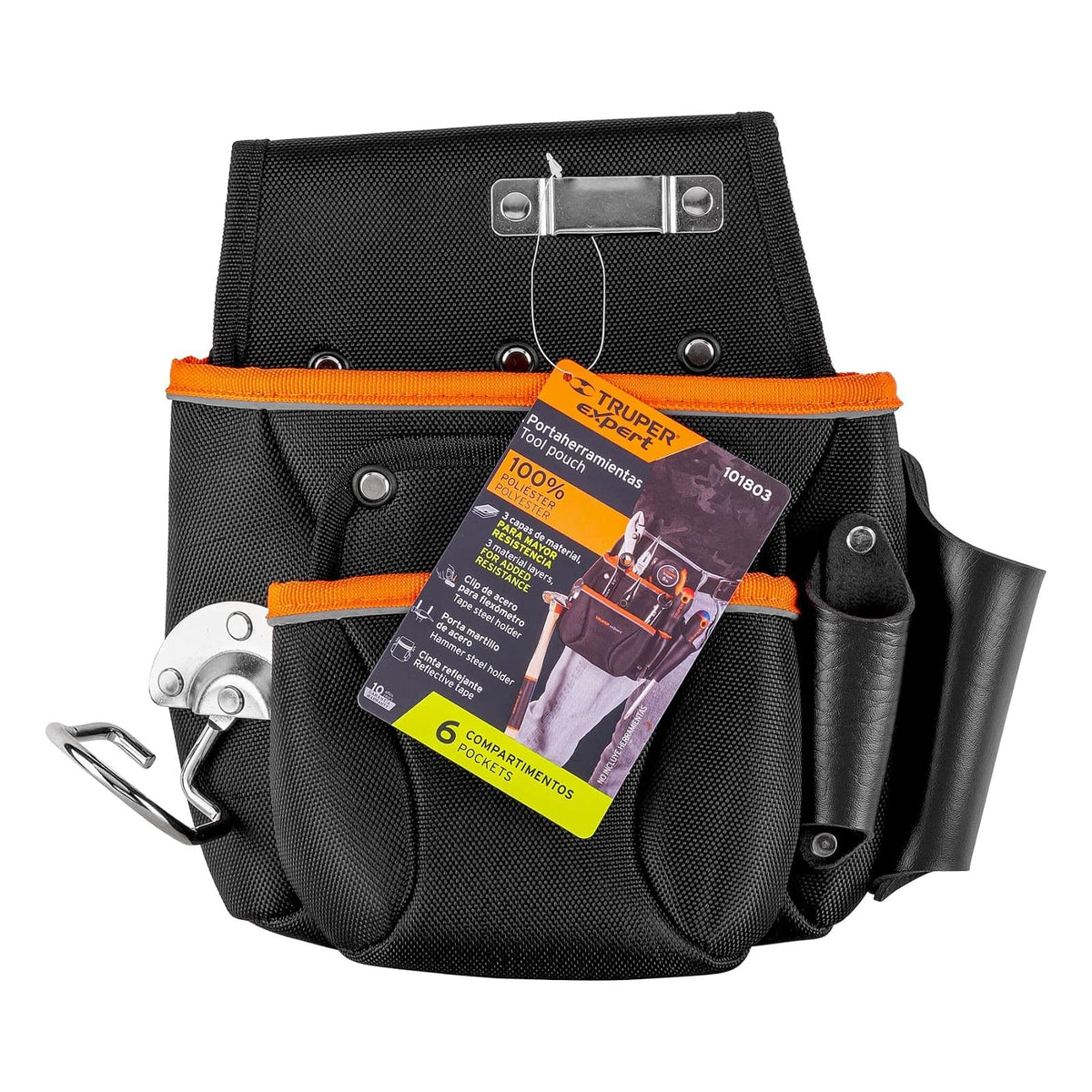 Truper Expert POHE-6NX Porta herramientas de poliéster 6 compartimentos lavable