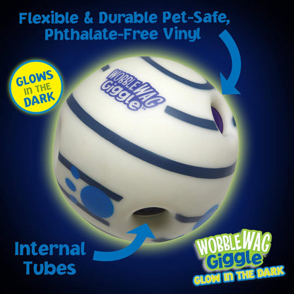 Wobble Wag Giggle Brilla en la Oscuridad, Juguete Interactivo para Perro, Divertidos Sonidos de Risa Cuando se enrollan o se agita, Las Mascotas Saben Mejor, como se ve en la televisión