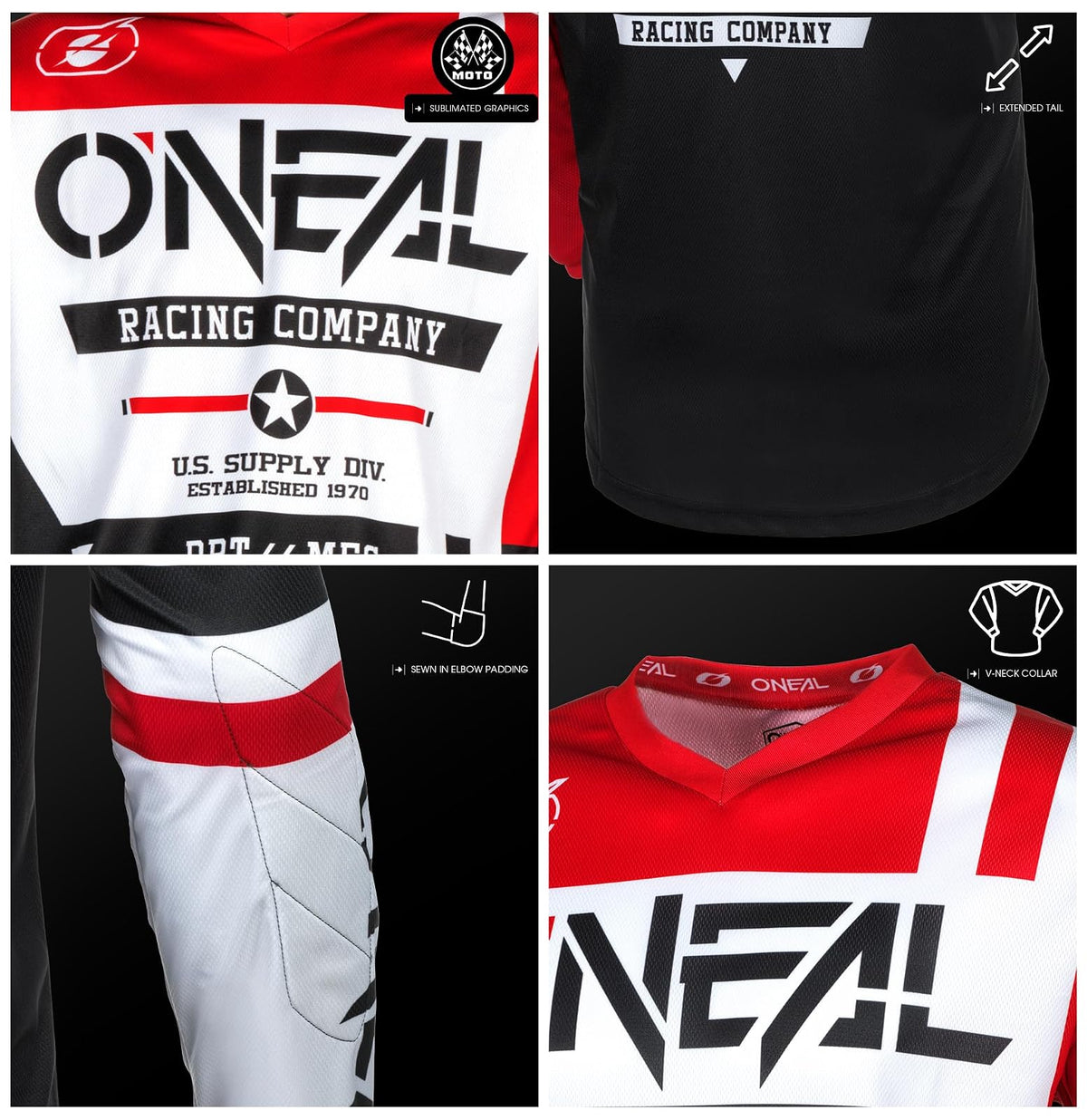 O'NEAL | Motocross-Jersey Langarm | MX Enduro | Gepolsterter Ellbogenschutz, V-Ausschnitt, atmungsaktiv | Element Jersey Warhawk V.24 | Erwachsene