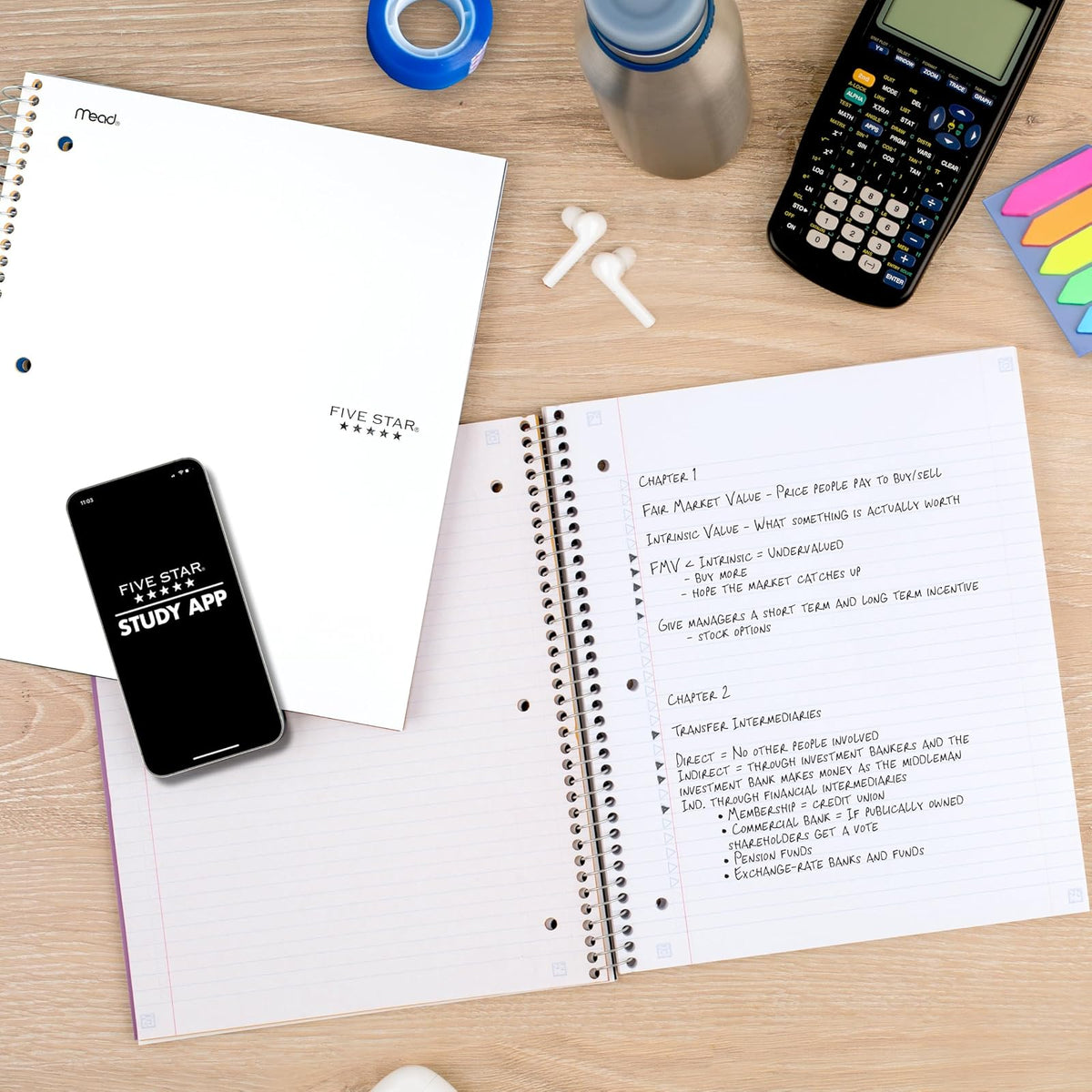 Five Star - Cuaderno en espiral, 3 temas, papel rayado universitario, 150 hojas, 11 x 8-1/2 pulgadas, blanco (72464)