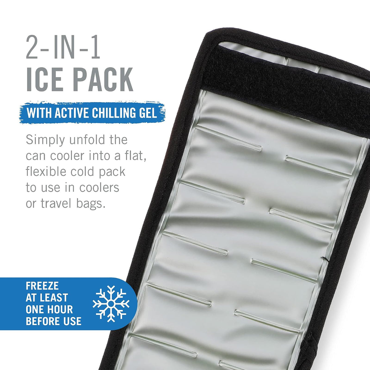 Host Insta-Chill - Enfriador de latas de gel y bolsa de hielo flexible para latas regulares de 12 onzas, color negro