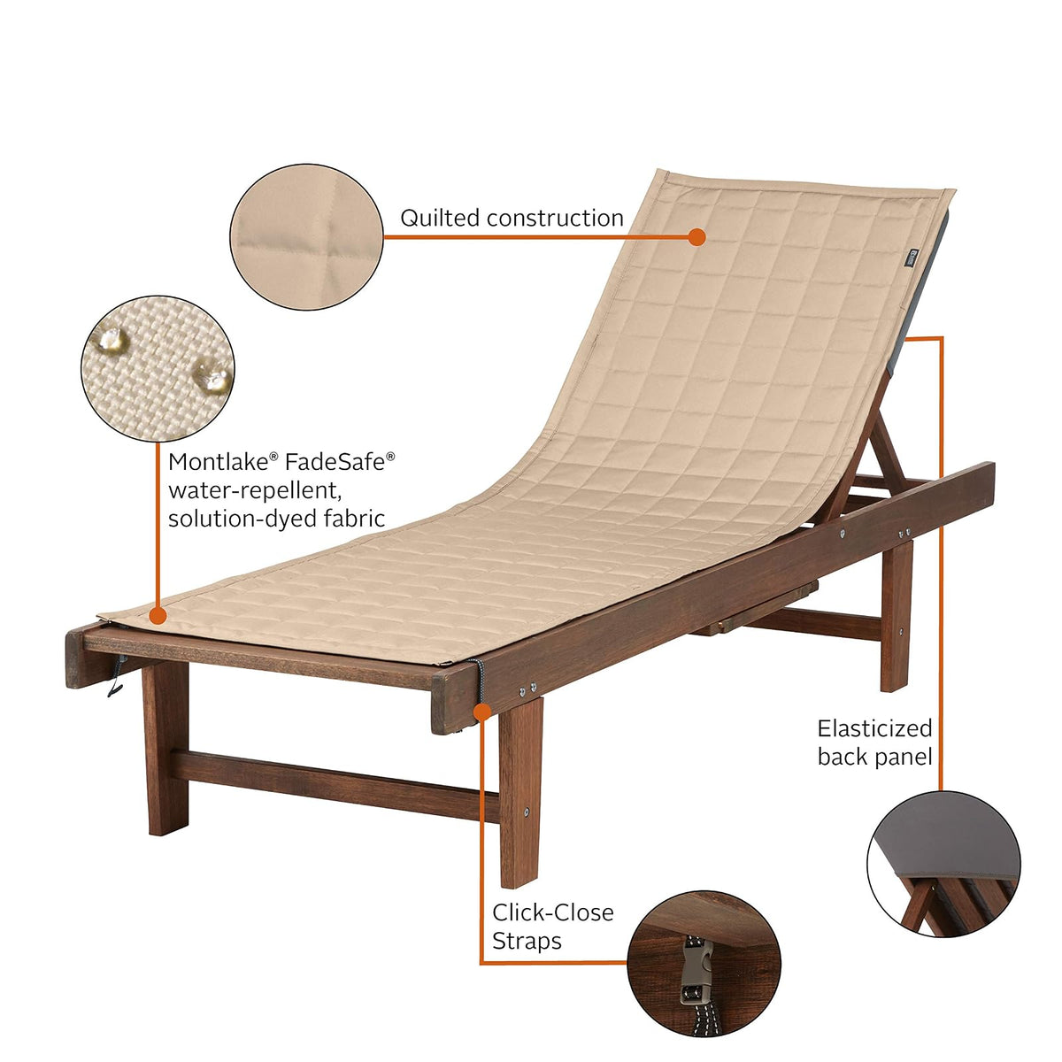 Classic Accessories Montlake - Funda Impermeable de 72 Pulgadas, Color Beige Envejecido, para Muebles de Patio