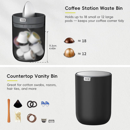 EKO Fandy Mini Basura 2.2L Acero Inoxidable con Tapa Abatible Negra