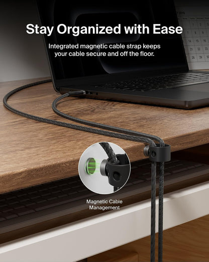 Belkin BoostCharge Pro Flex Cable de carga trenzado USB-C a USB-C (6.5 pies/2 m), cable de carga rápida certificado USB-IF para iPhone 16 Series, MacBook, Galaxy S25, Nintendo Switch 2 y más, color