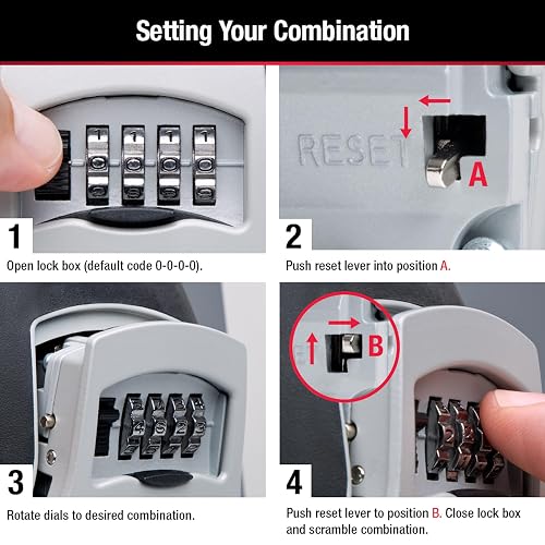 Master Lock Caja de seguridad, pon tu propia combinación, capacidad para 5 llaves, Talla portable, 5 Key Capacity, Negro