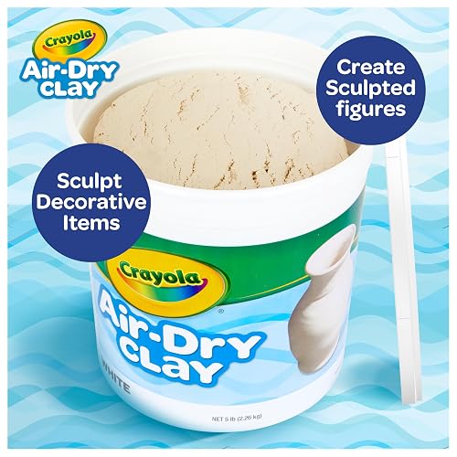 Crayola Arcilla Seca al Aire (5 Libras), Suministros para Profesores | Imprescindibles para el aula, suministros escolares para profesores, arcilla de modelado blanco natural para niños