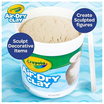 Crayola Arcilla Seca al Aire (5 Libras), Suministros para Profesores | Imprescindibles para el aula, suministros escolares para profesores, arcilla de modelado blanco natural para niños