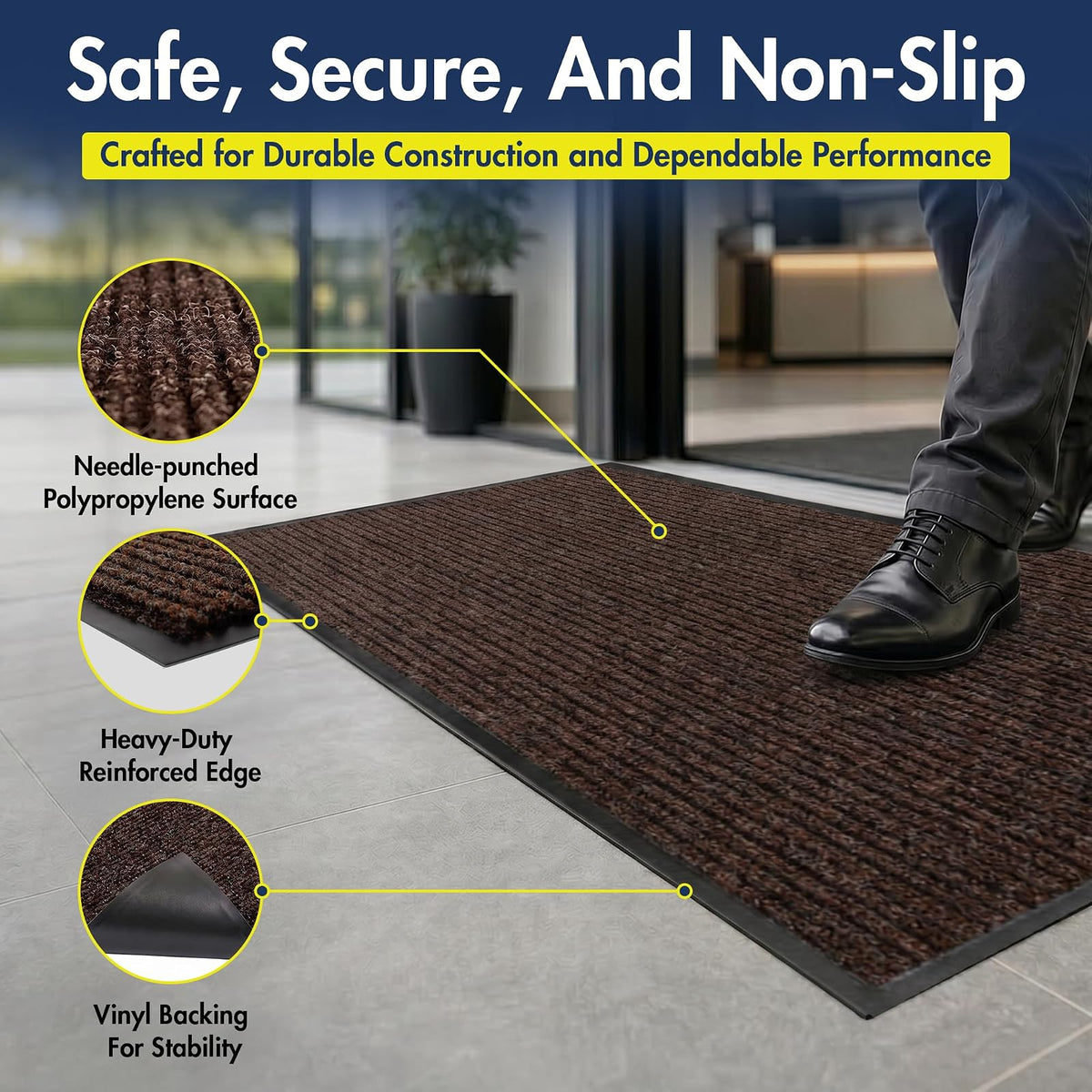 Notrax - 109S0023BR Carpeted Entrance Mat, Brown, 2ft. x 3ft.