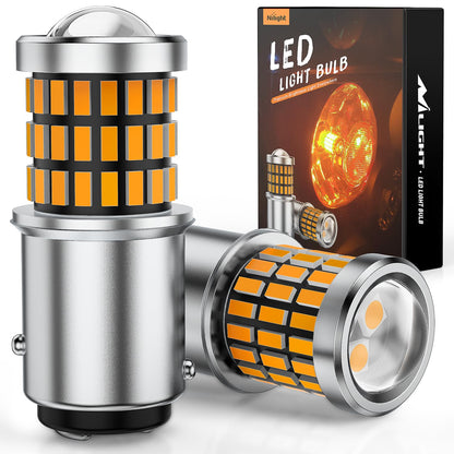 Nilight NI115702-A Foco LED 1157, 2 Unidades, 57 LED Ámbar, BAY15D, para Luces Traseras de Camión/Motocicleta