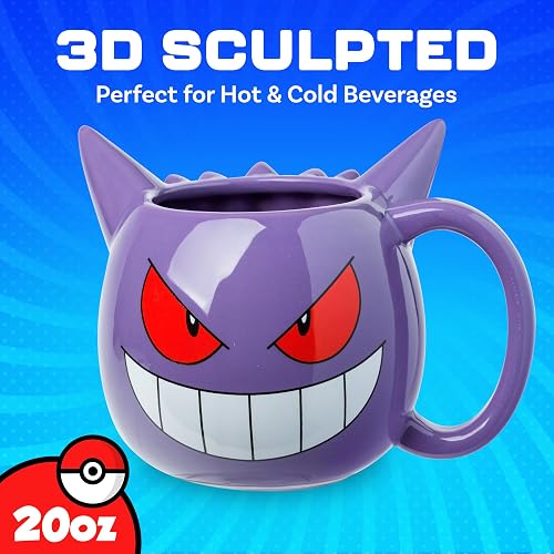 Silver Buffalo Pokemon - Taza esculpida 3D de cerámica con gengar, 20 onzas