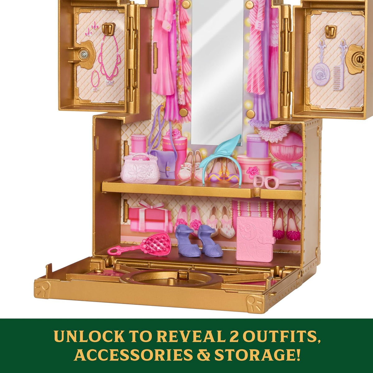 Mattel Universal Pictures' Wicked Glinda's Glamorous Closet con 2 Looks únicos, sorpresas y 13 Accesorios, Inspirado en la película