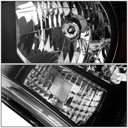 DNA Motoring HL-OH-TTAC05-BK-AM Par de Faros Delanteros para Toyota Tacoma 05-11 Carcasa Negra Reflector Ámbar