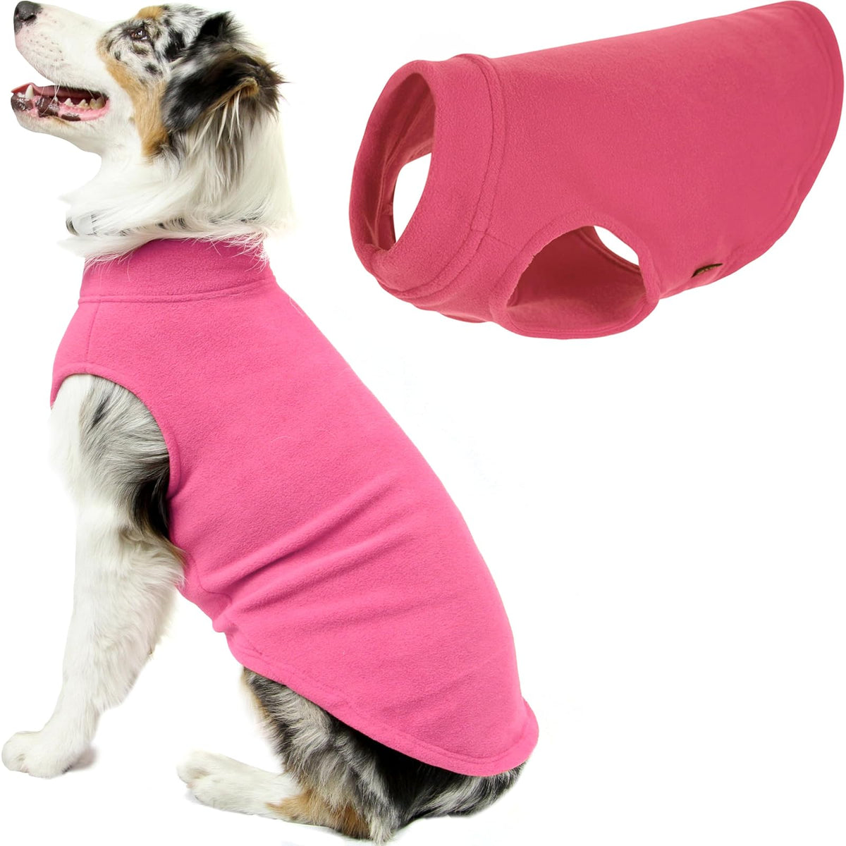 Gooby Chaleco de Forro Polar Elástico para Perro, Clima Frío - Rosa - 5X-Large Longitud: (24.5")