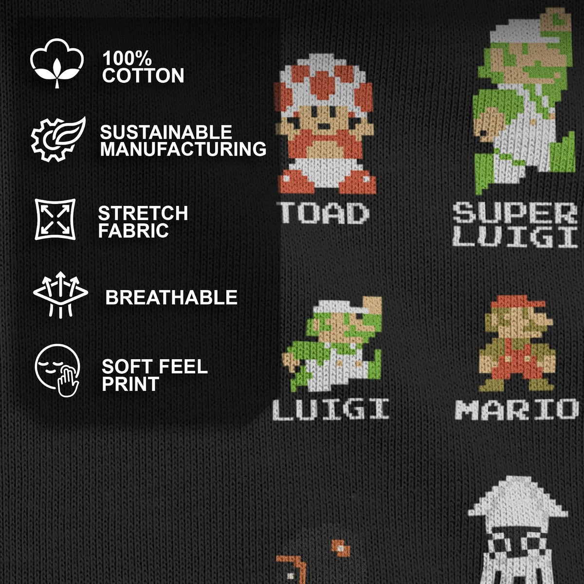 Nintendo Playera Pixel Cast Camiseta para para Hombre