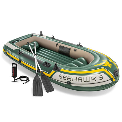 Serie Inflable INTEX Seahawk para Botes: Incluye remos de Lujo y Bomba de Alto Rendimiento, PVC superfuerte, Soportes para caña de Pescar, cerraduras de remos soldadas, asa de Agarre Resistente